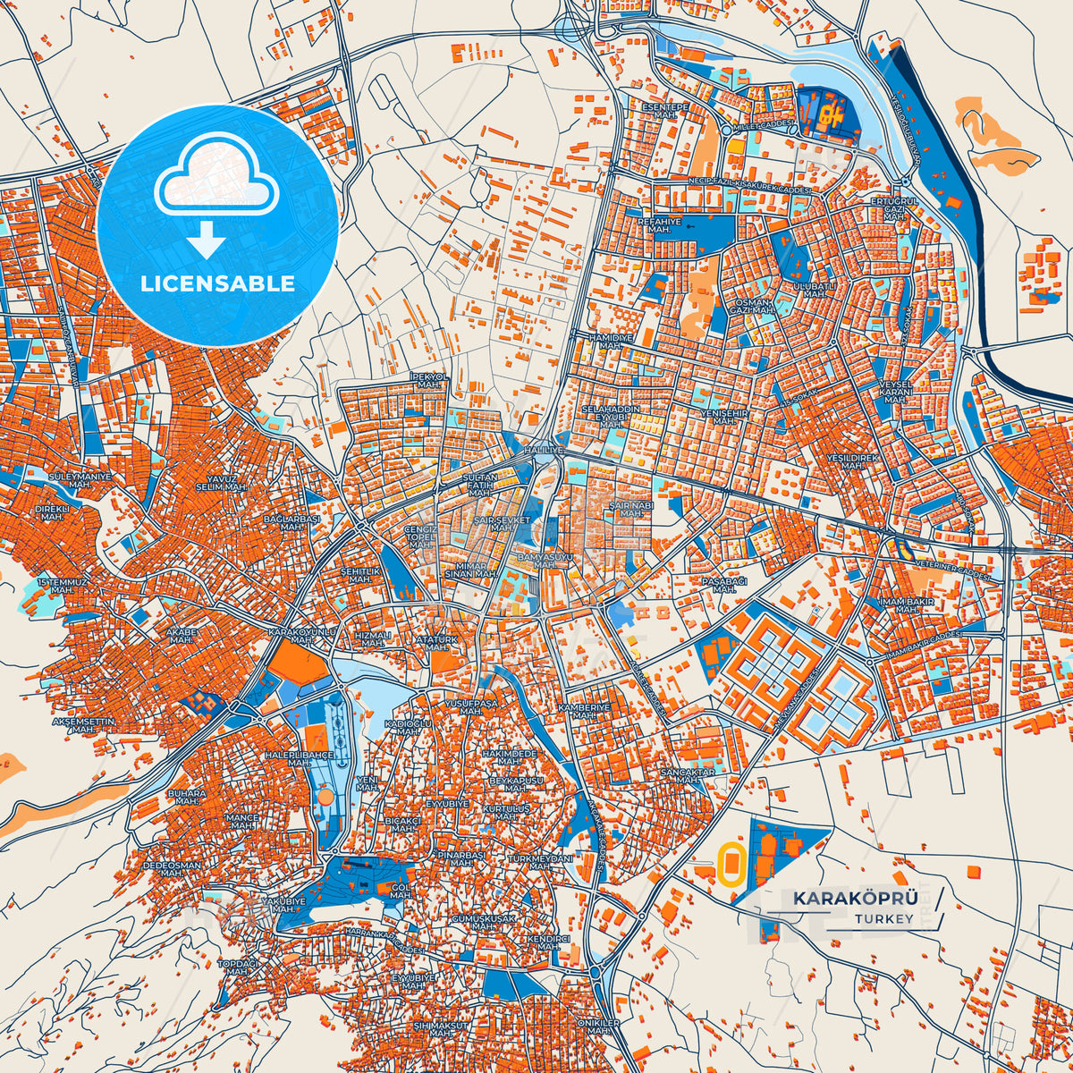 Canvas Print Template of Karaköprü Street Map
