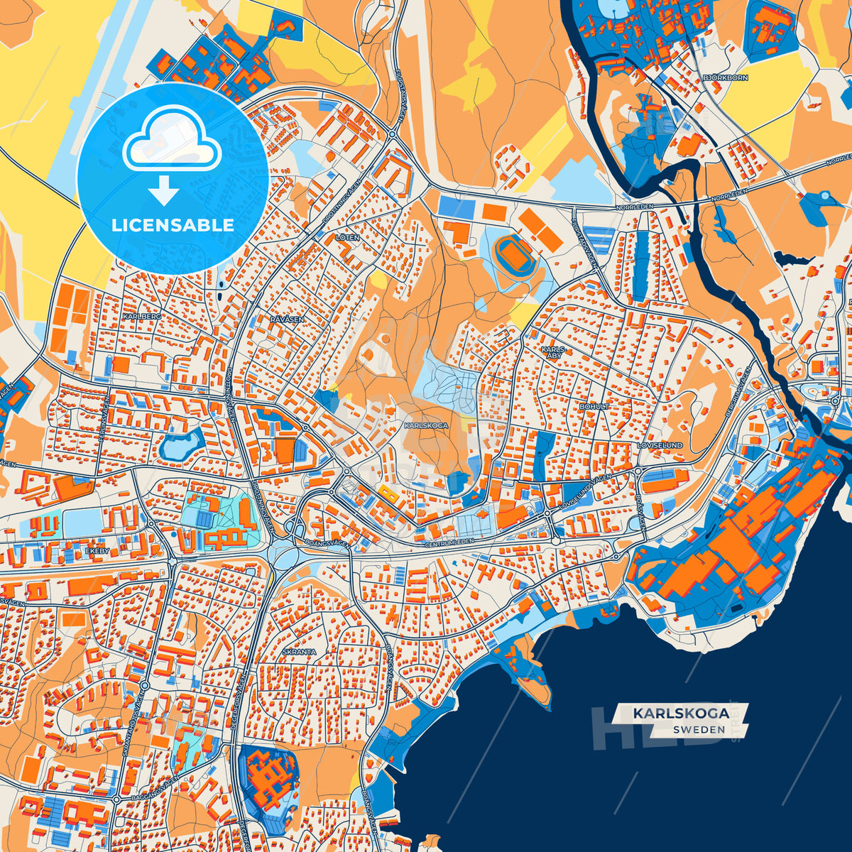 Canvas Print Template of Karlskoga Street Map