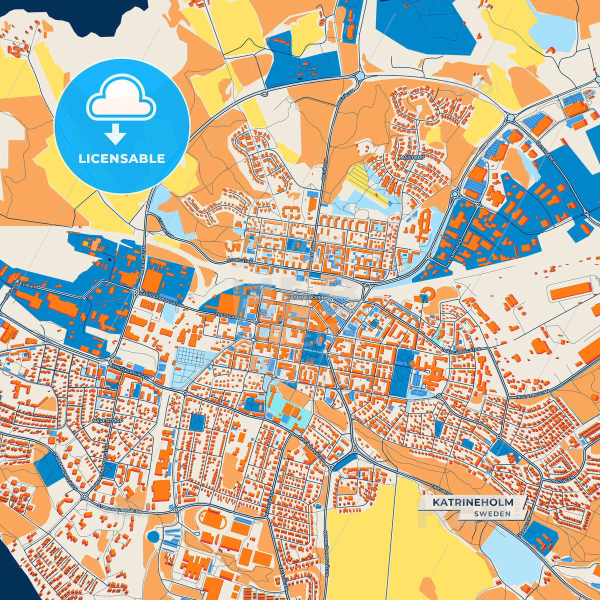 Canvas Print Template of Katrineholm Street Map