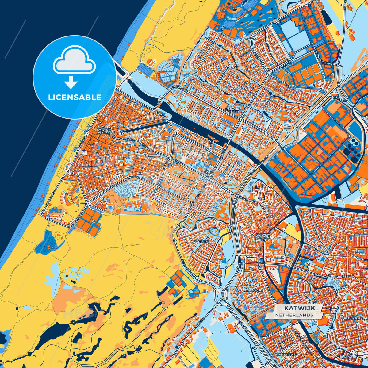 Canvas Print Template of Katwijk Street Map