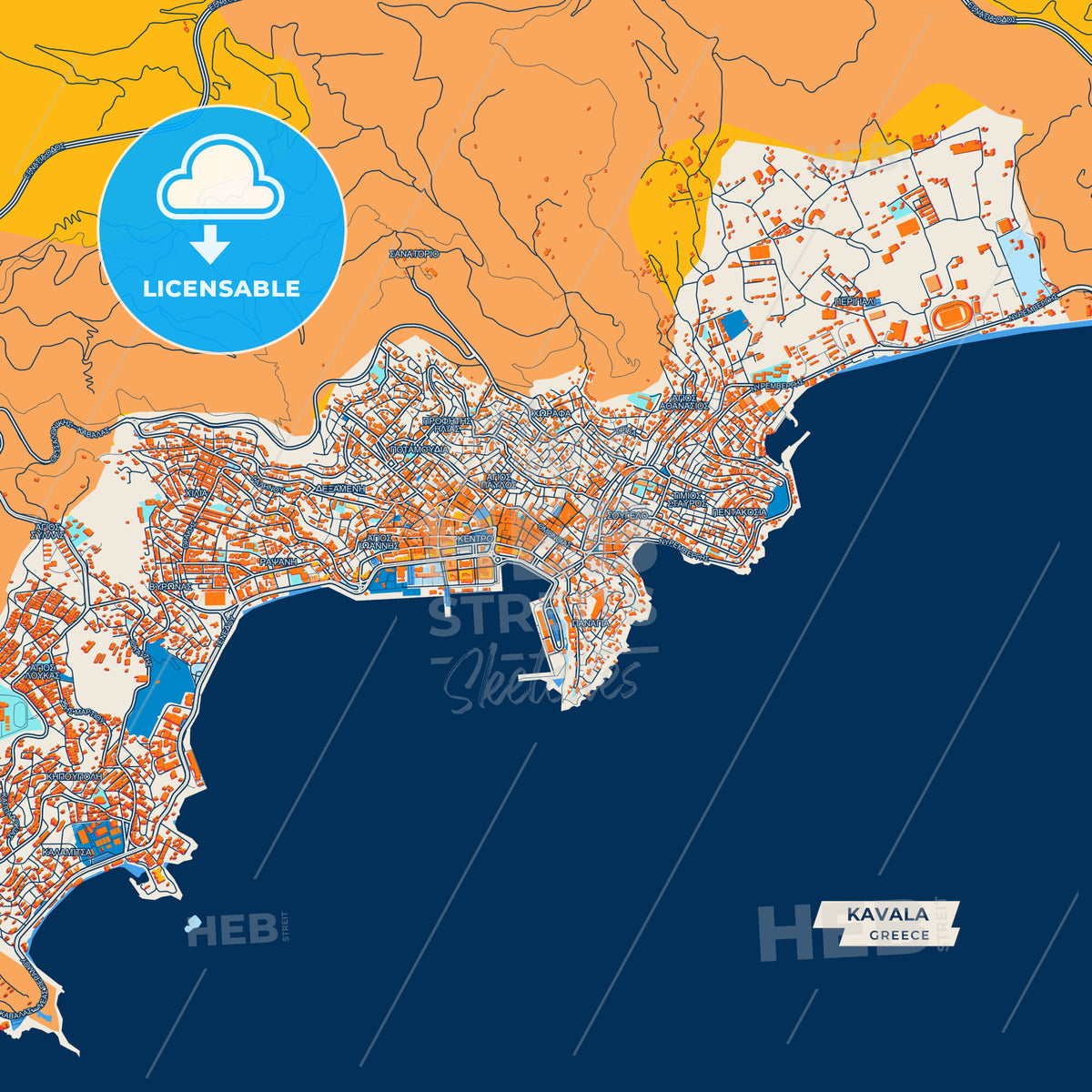 Canvas Print Template of Kavala Street Map