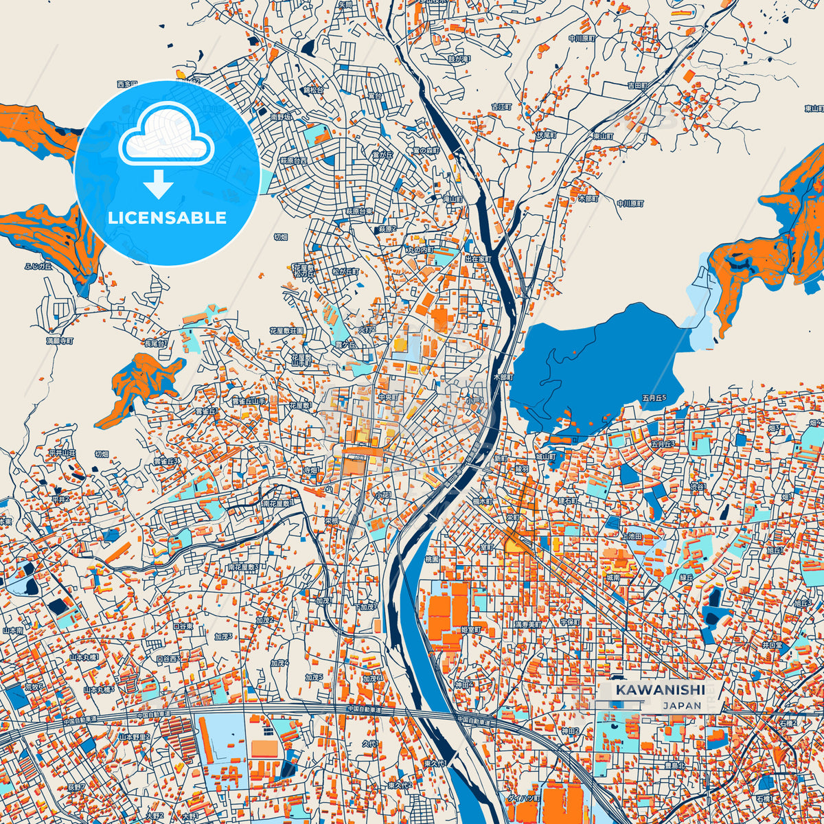Canvas Print Template of Kawanishi Street Map