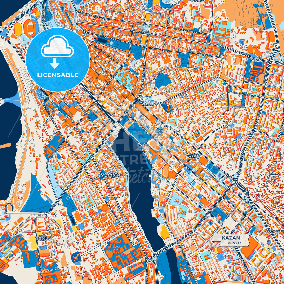 Canvas Print Template of Kazan Street Map