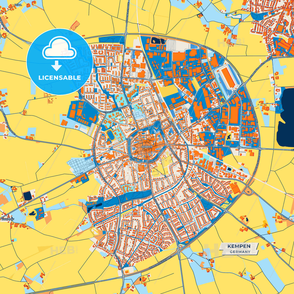 Canvas Print Template of Kempen Street Map