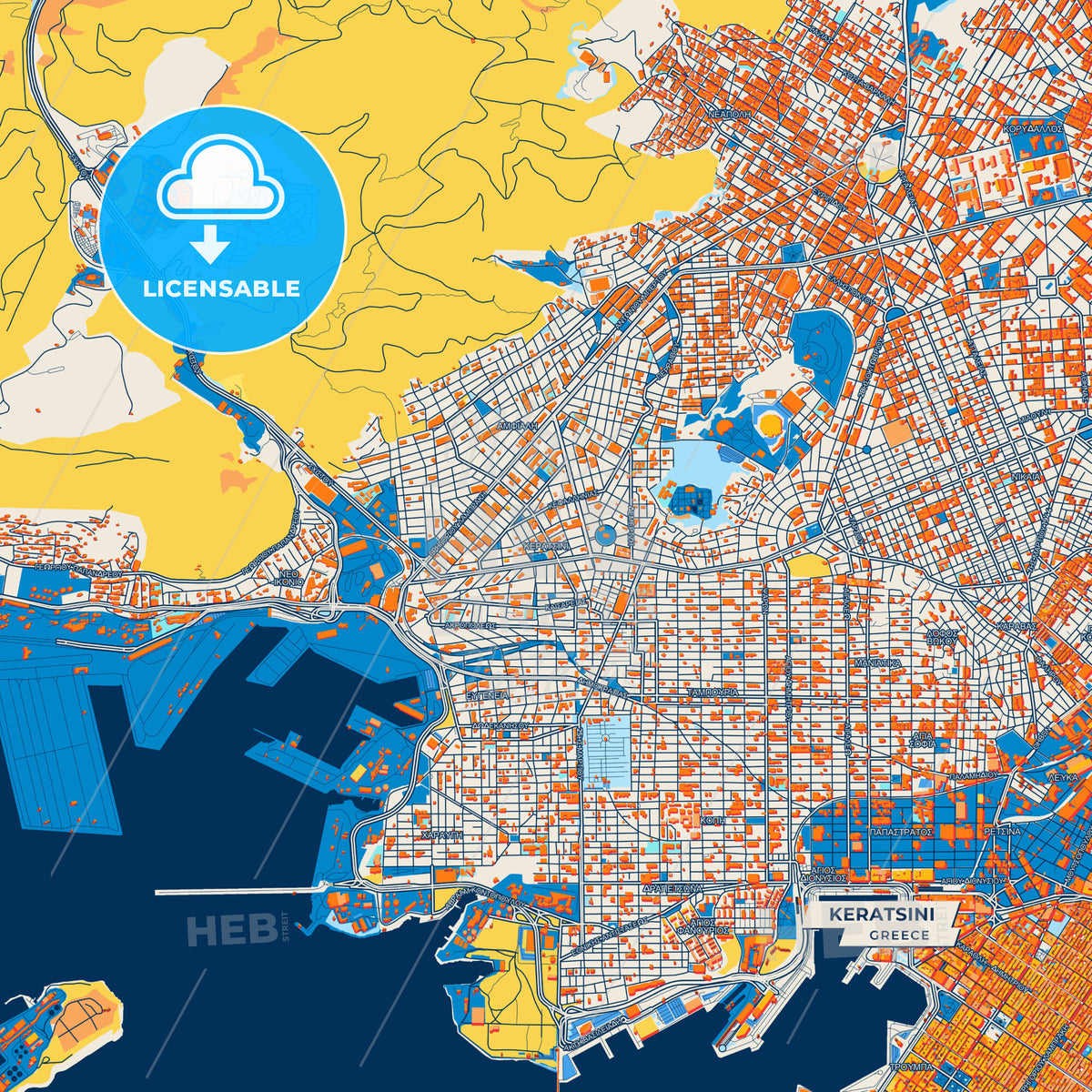 Canvas Print Template of Keratsini Street Map