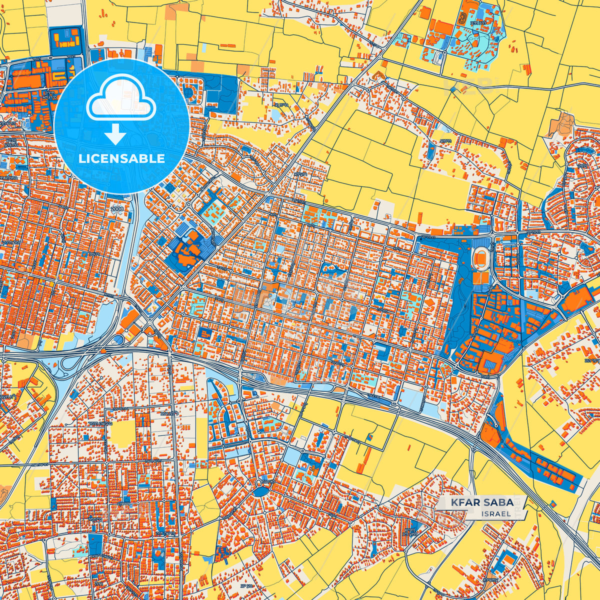 Canvas Print Template of Kfar Saba Street Map
