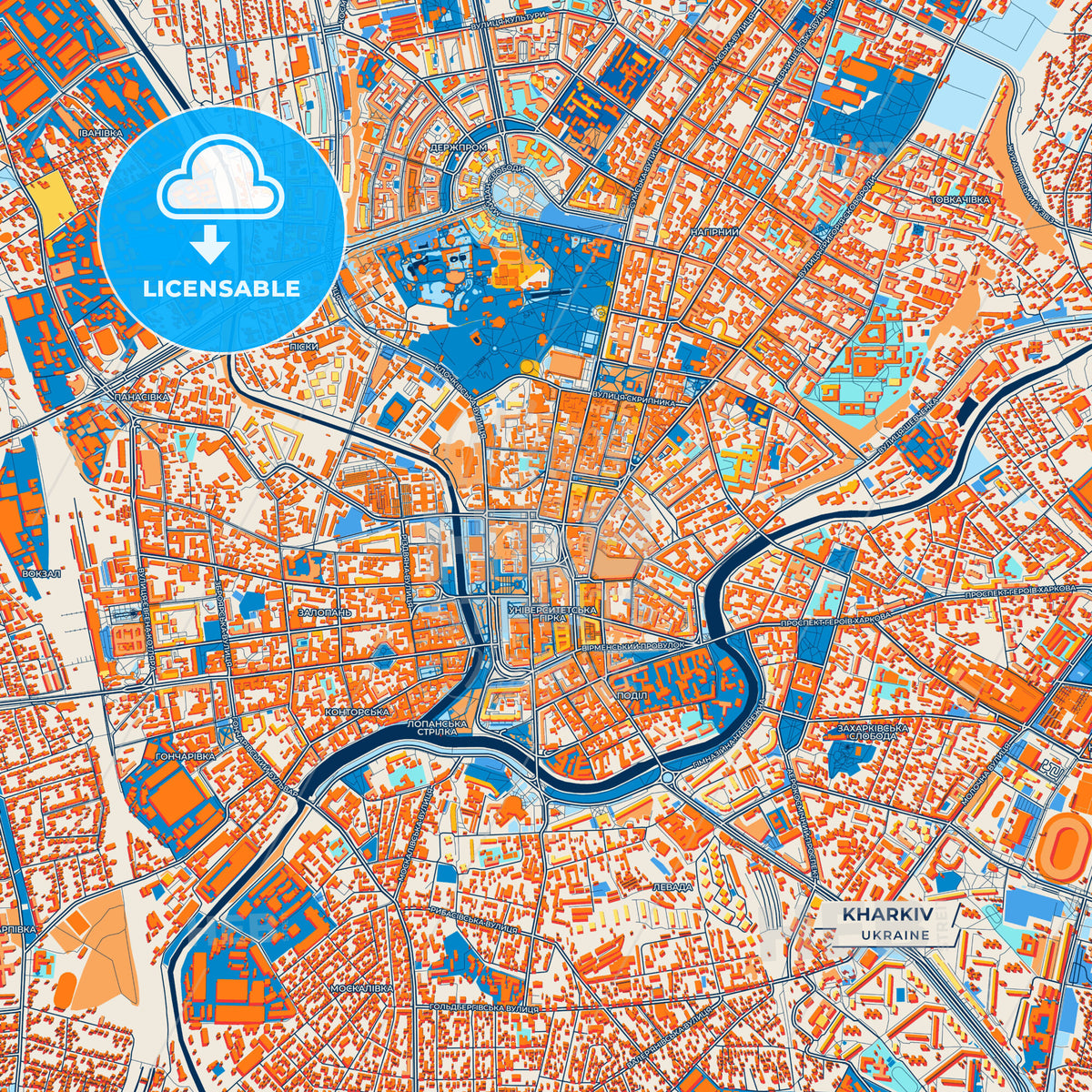 Canvas Print Template of Kharkiv Street Map