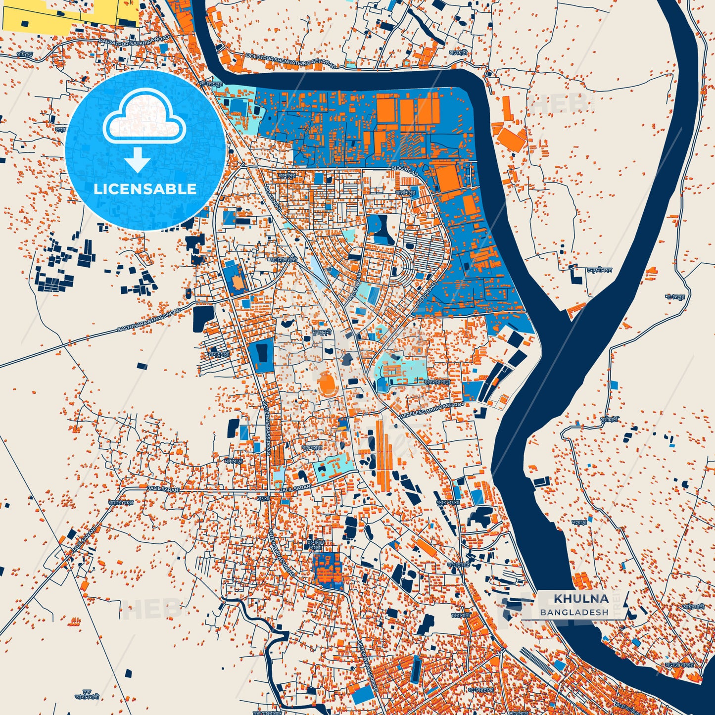 Canvas Print Template of Khulna Street Map
