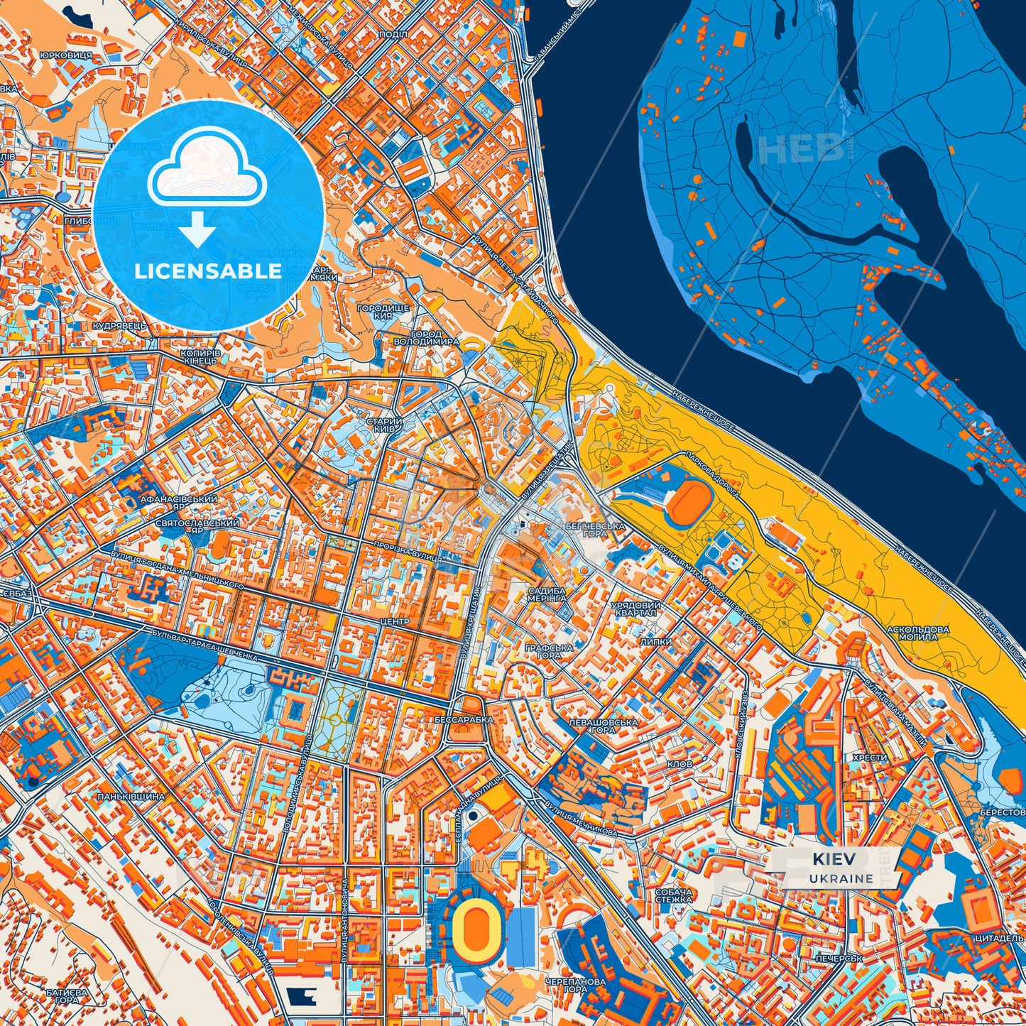 Canvas Print Template of Kiev Street Map
