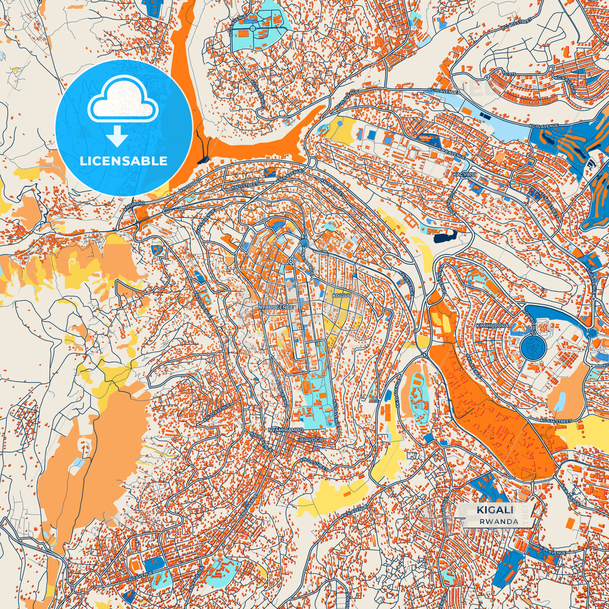 Canvas Print Template of Kigali Street Map