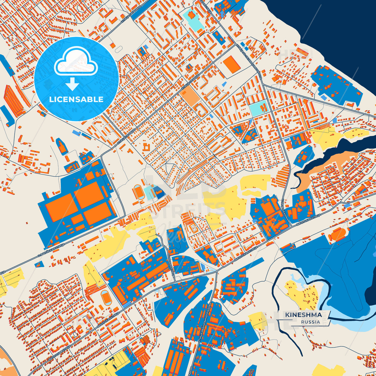 Canvas Print Template of Kineshma Street Map