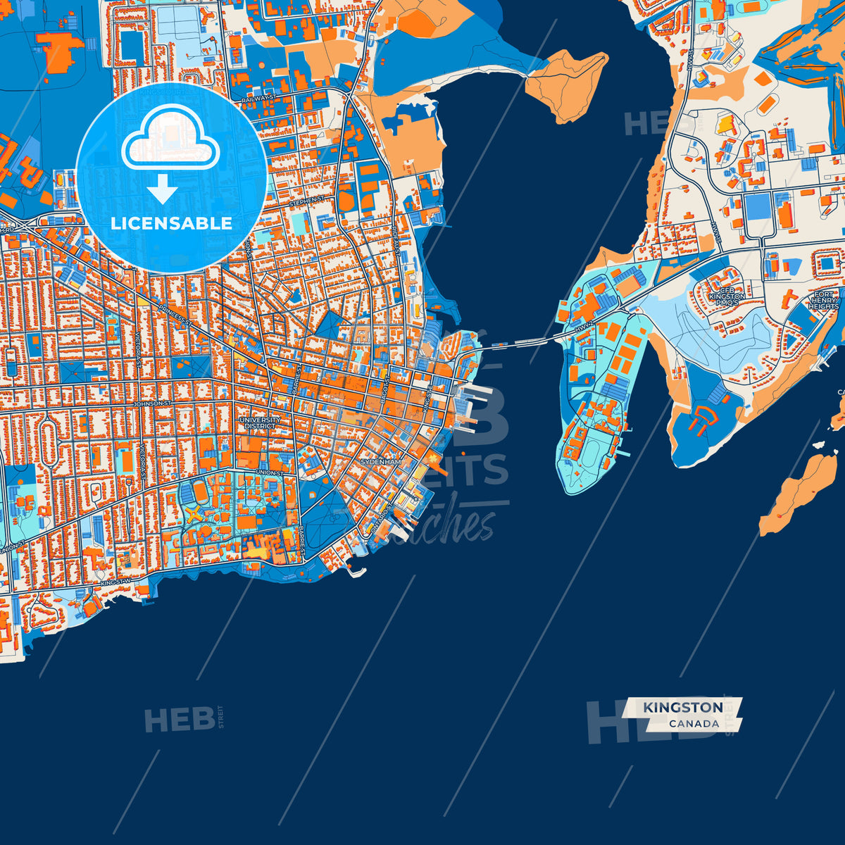 Canvas Print Template of Kingston Street Map