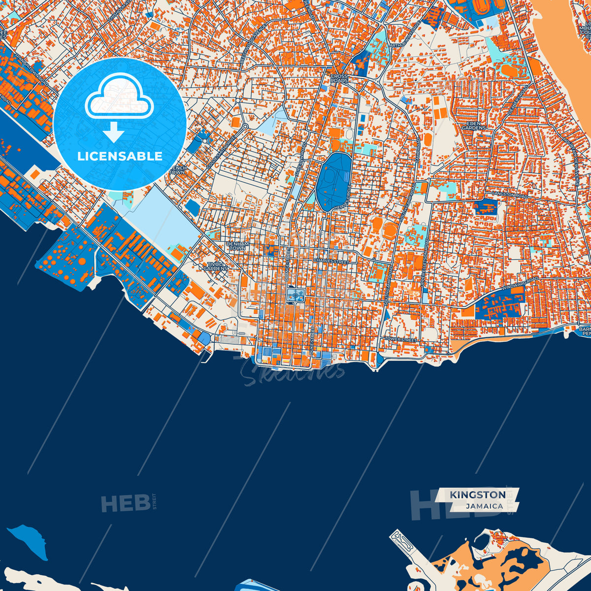 Canvas Print Template of Kingston Street Map