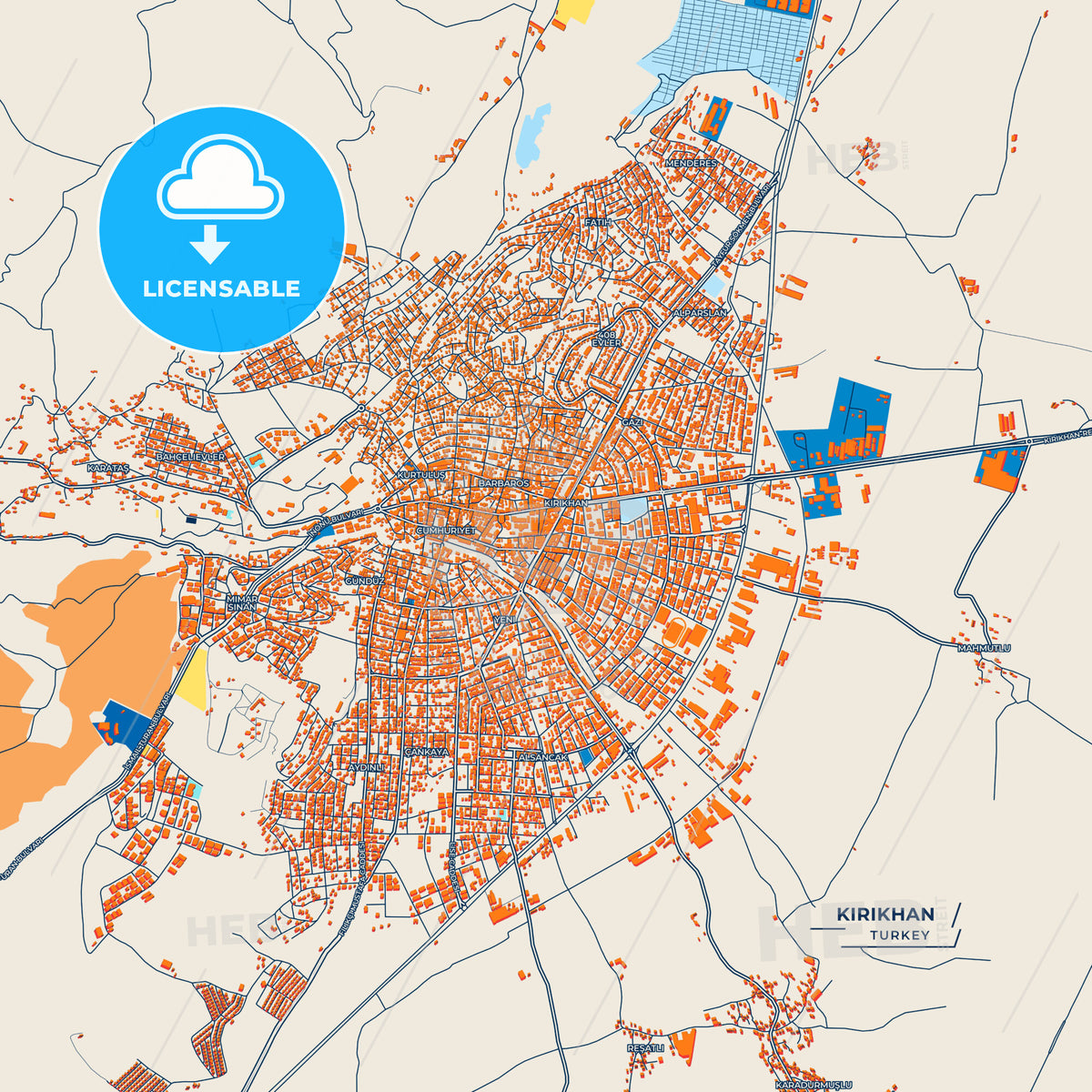 Canvas Print Template of Kırıkhan Street Map
