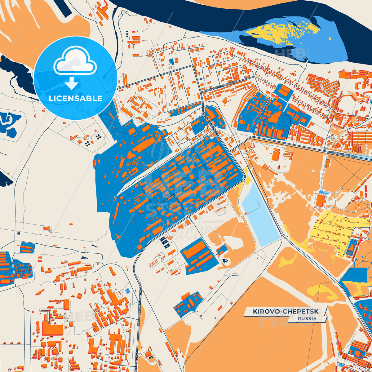 Canvas Print Template of Kirovo-Chepetsk Street Map
