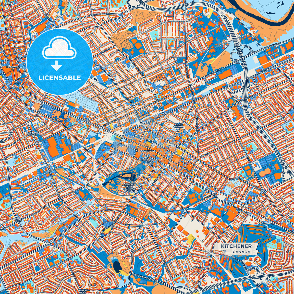 Canvas Print Template of Kitchener Street Map