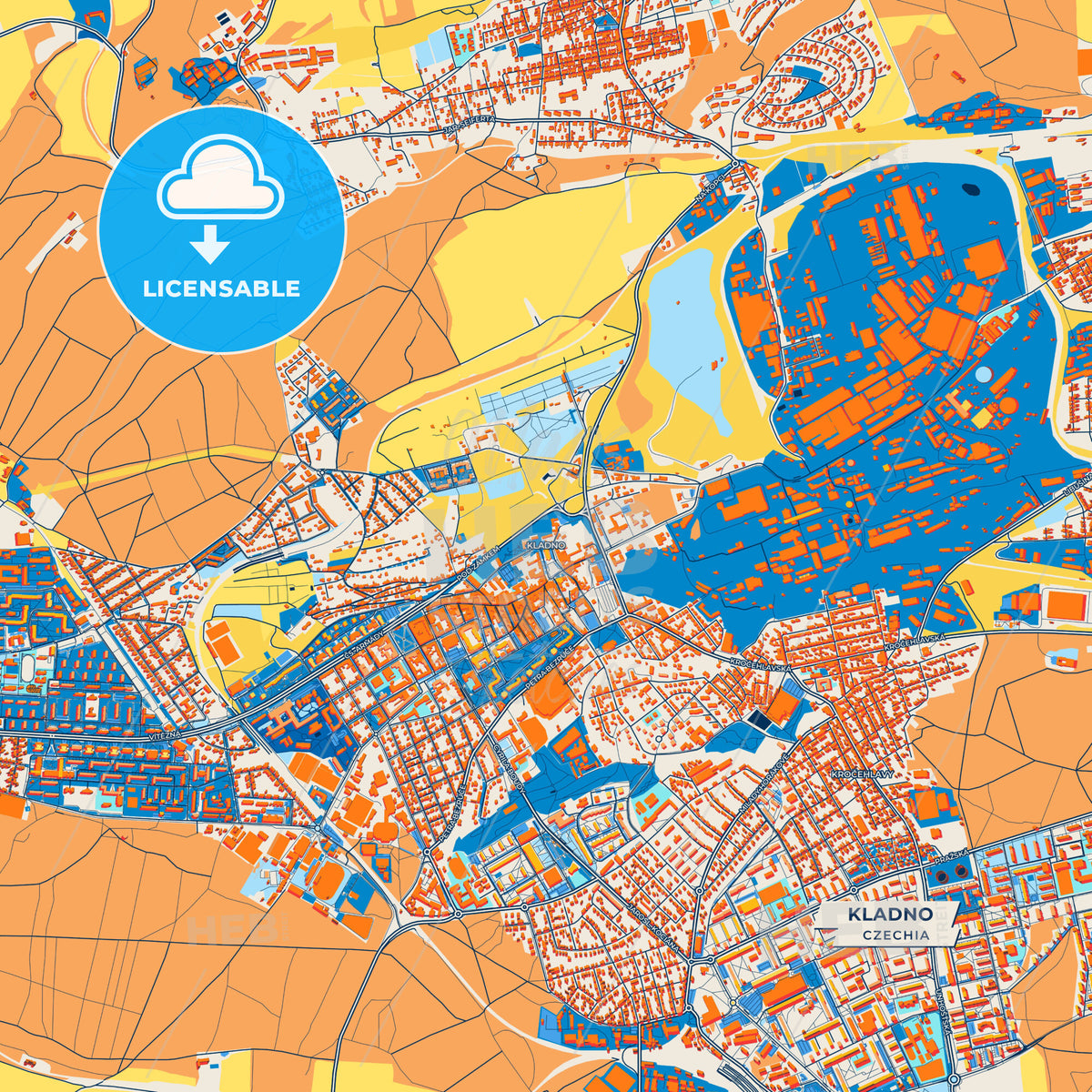Canvas Print Template of Kladno Street Map