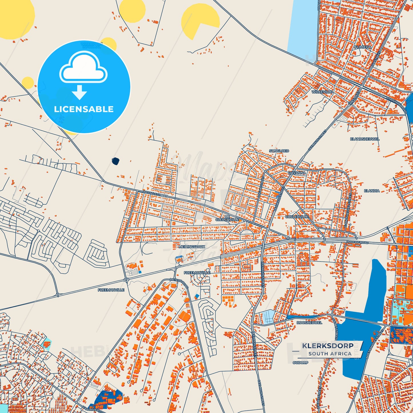 Canvas Print Template of Klerksdorp Street Map