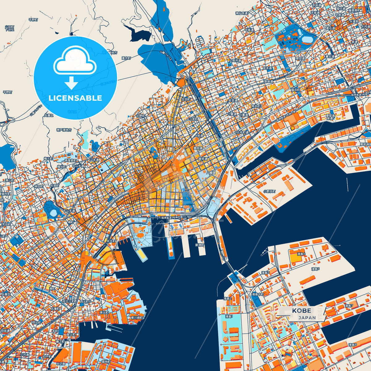 Canvas Print Template of Kobe Street Map