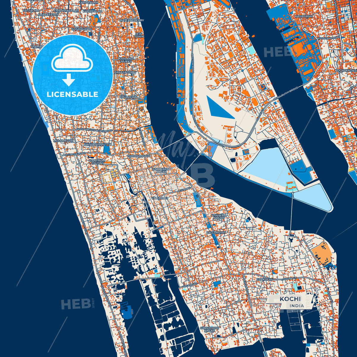 Canvas Print Template of Kochi Street Map