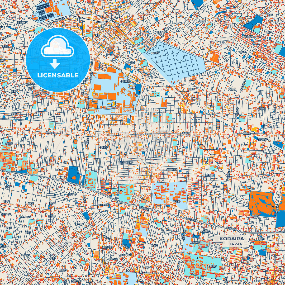 Canvas Print Template of Kodaira Street Map
