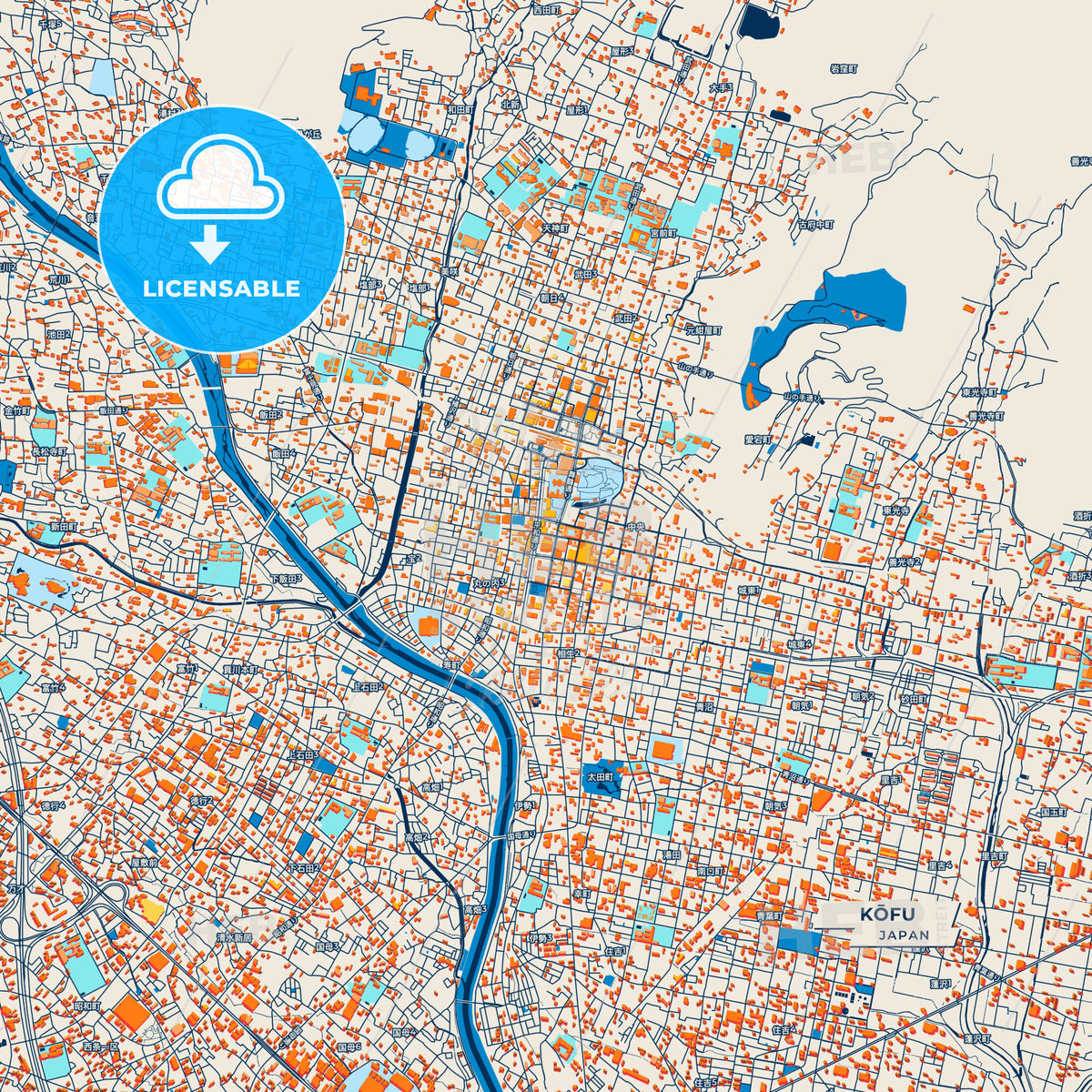 Canvas Print Template of Kōfu Street Map