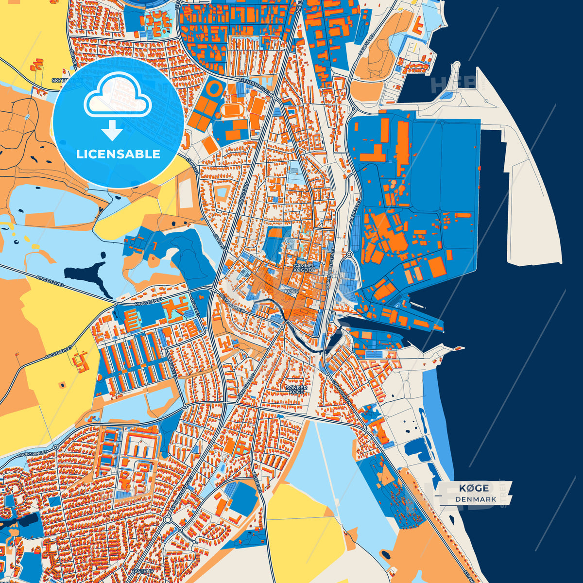 Canvas Print Template of Køge Street Map