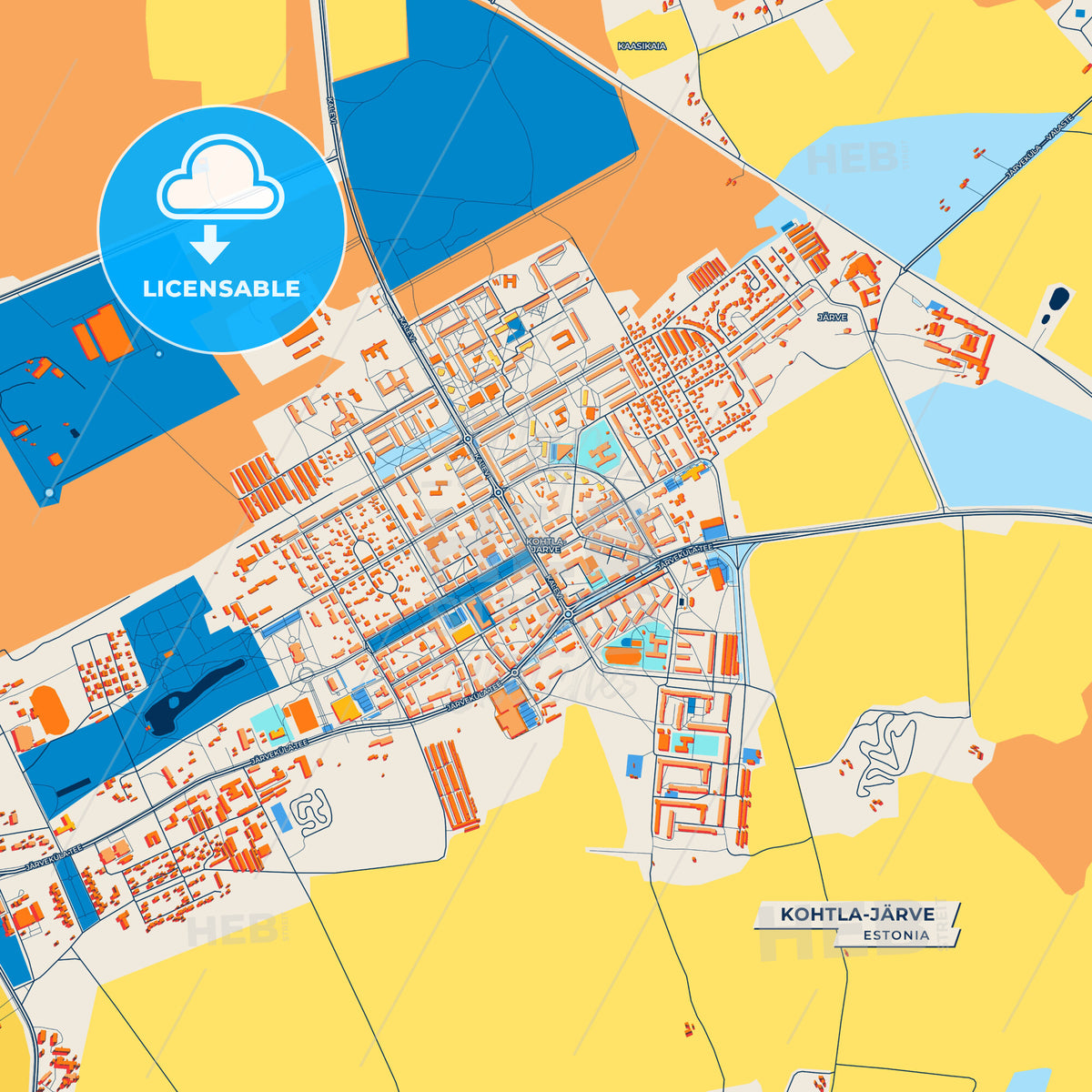 Canvas Print Template of Kohtla-Järve Street Map