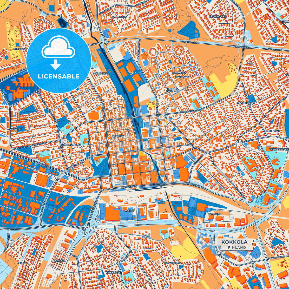 Canvas Print Template of Kokkola Street Map