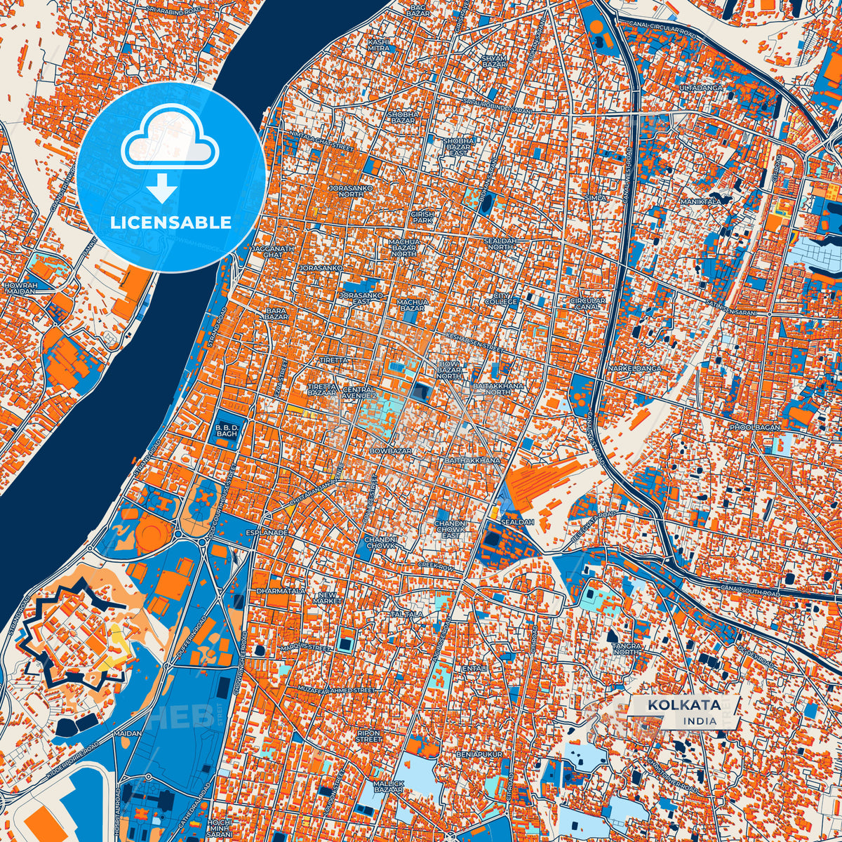 Canvas Print Template of Kolkata Street Map