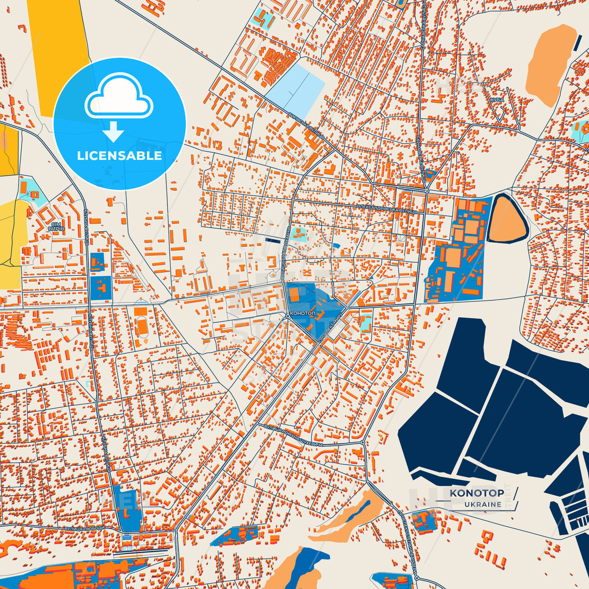 Canvas Print Template of Konotop Street Map