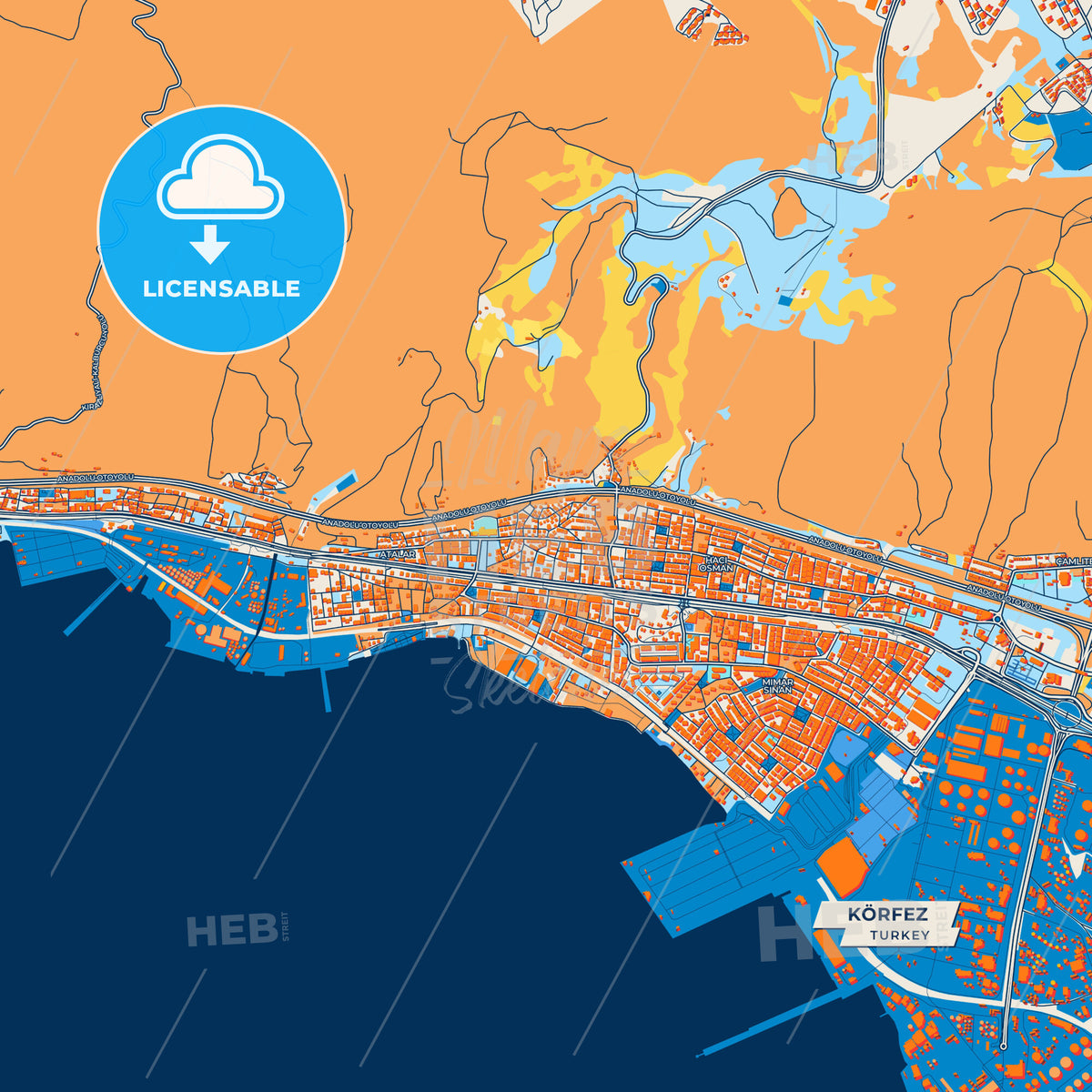 Canvas Print Template of Körfez Street Map