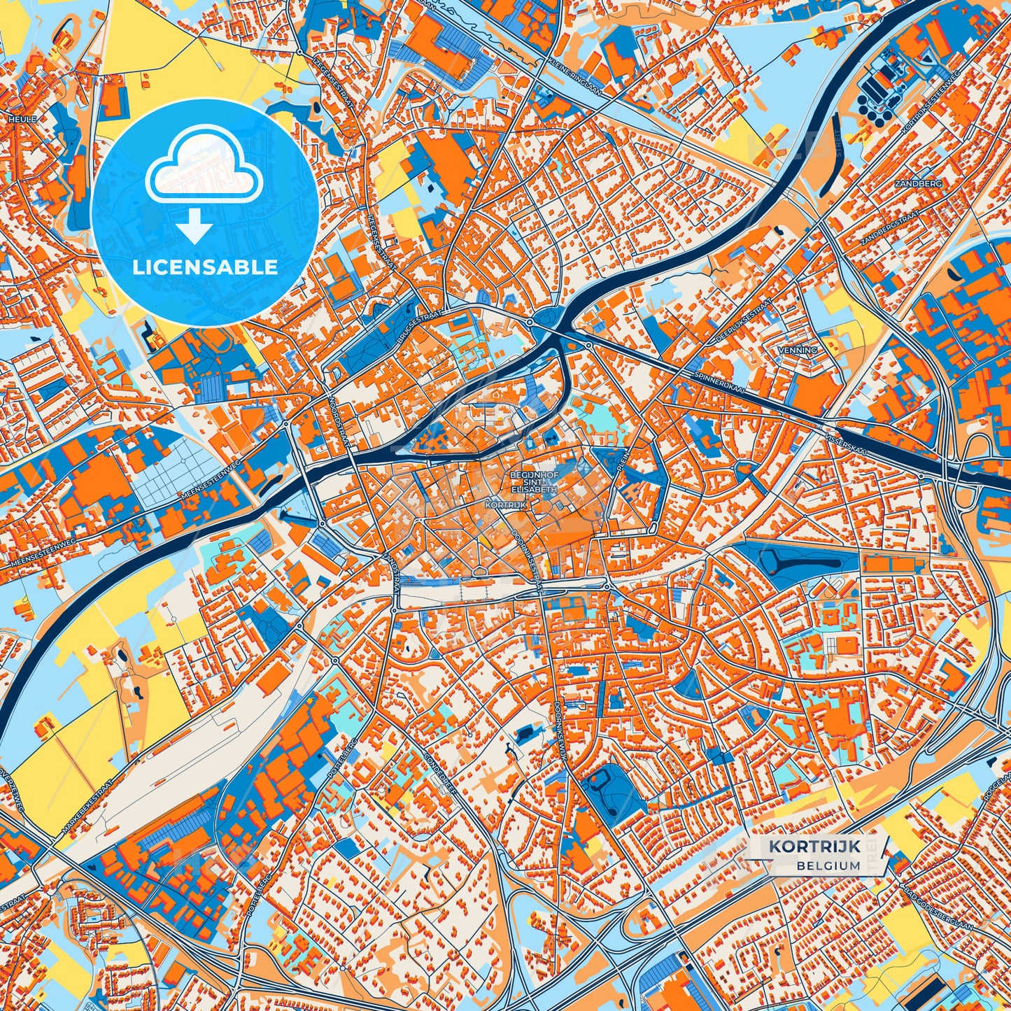 Canvas Print Template of Kortrijk Street Map