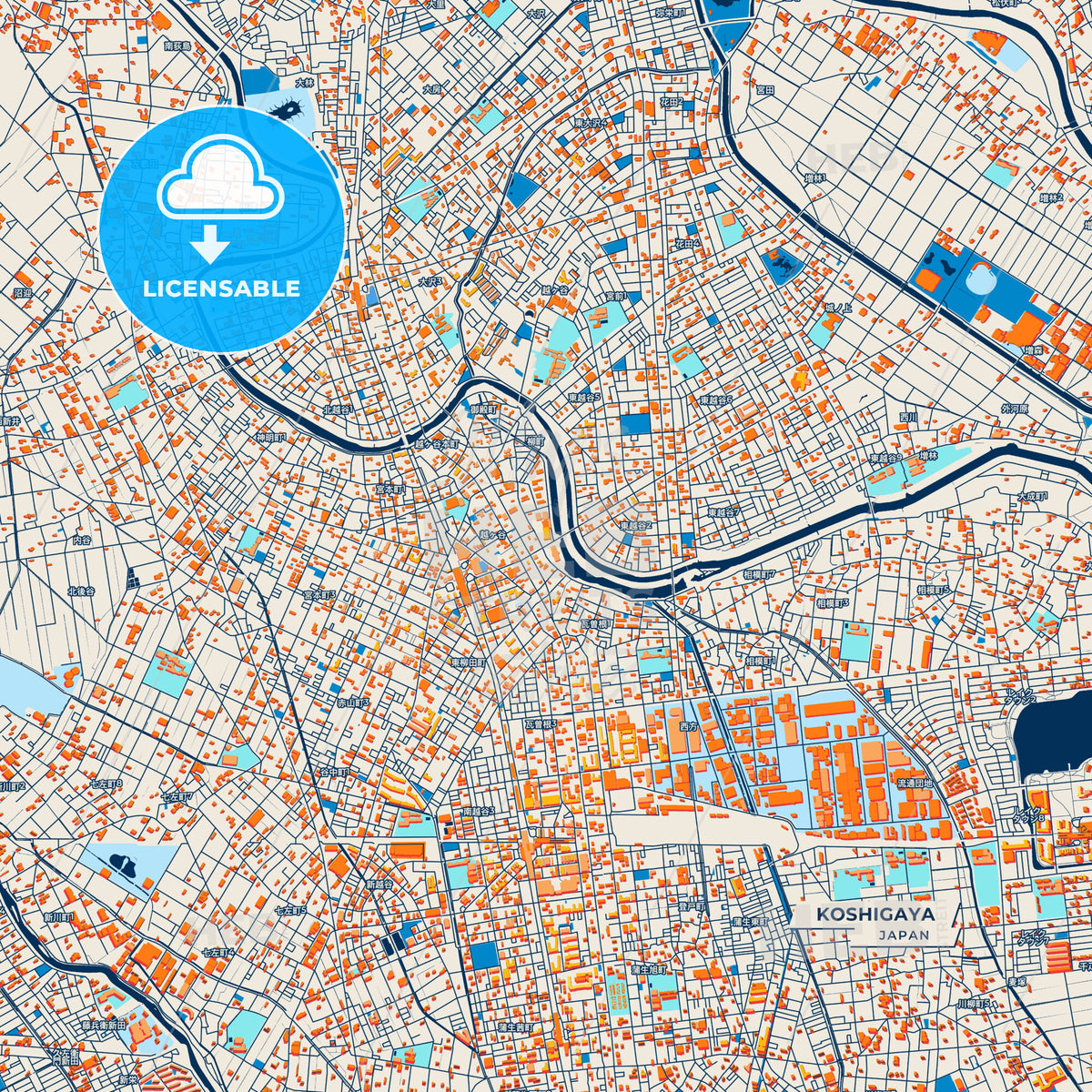 Canvas Print Template of Koshigaya Street Map