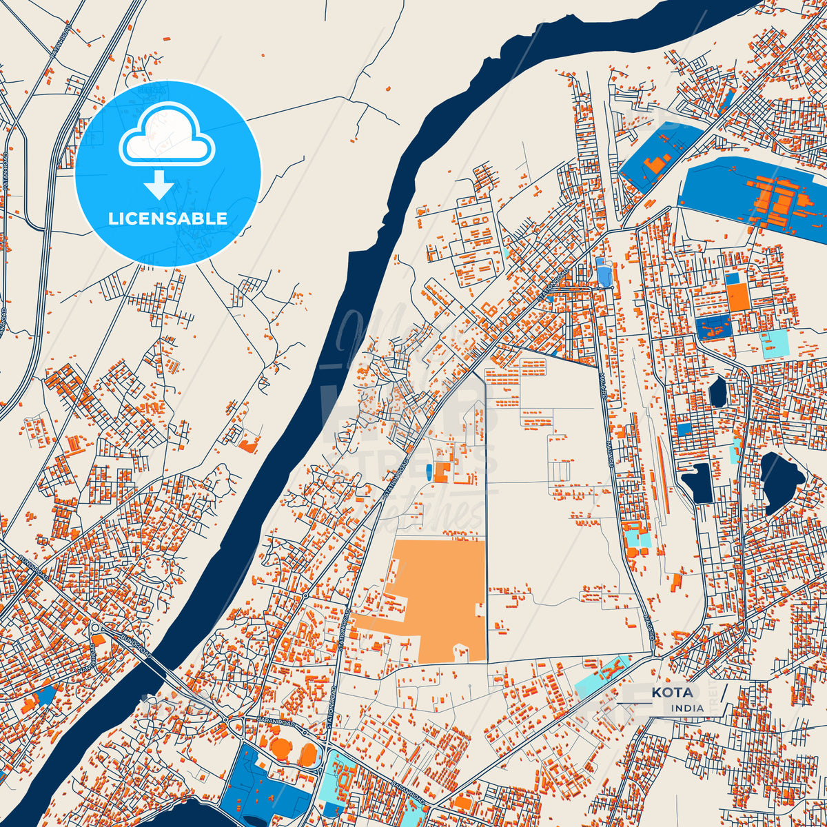 Canvas Print Template of Kota Street Map
