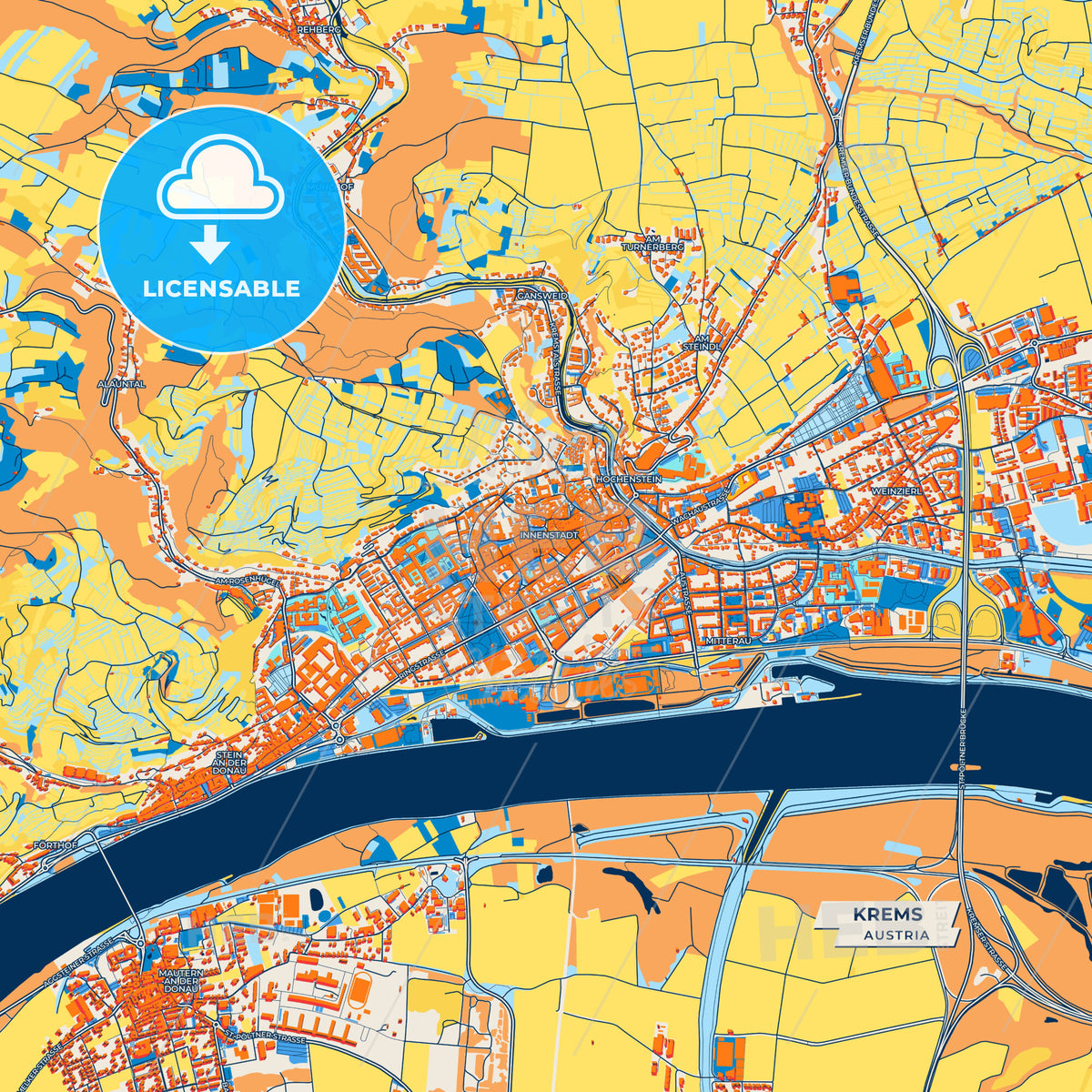 Canvas Print Template of Krems Street Map