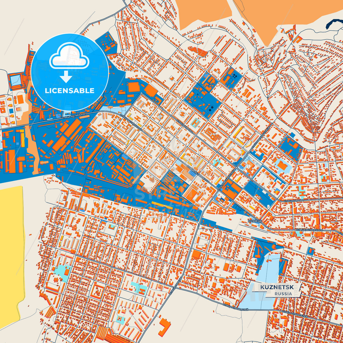 Canvas Print Template of Kuznetsk Street Map