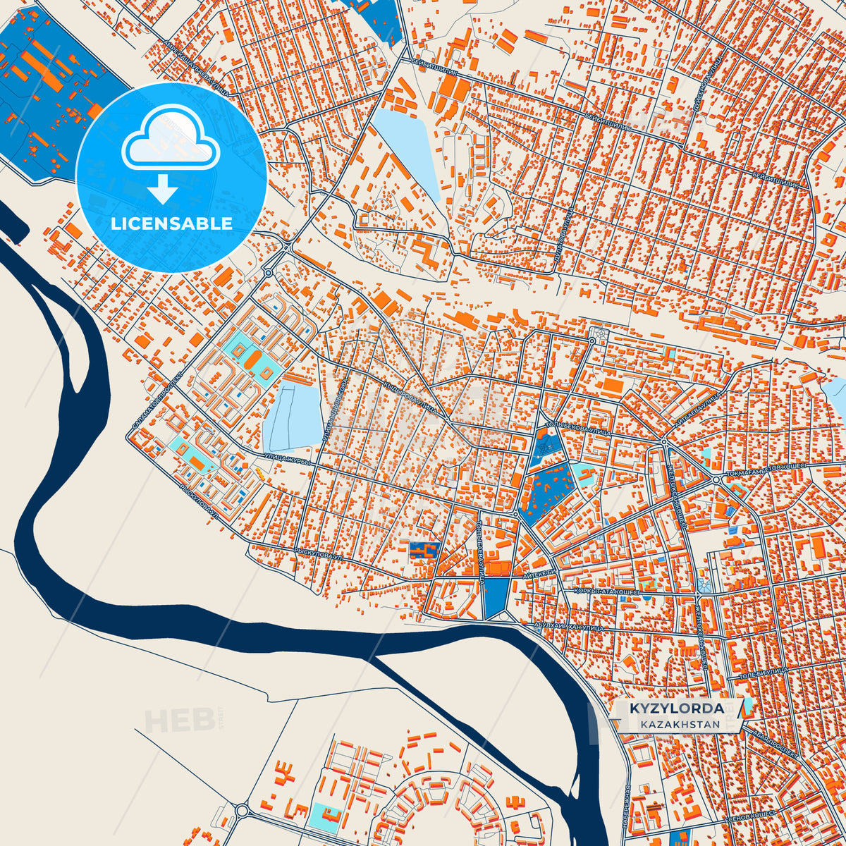 Canvas Print Template of Kyzylorda Street Map