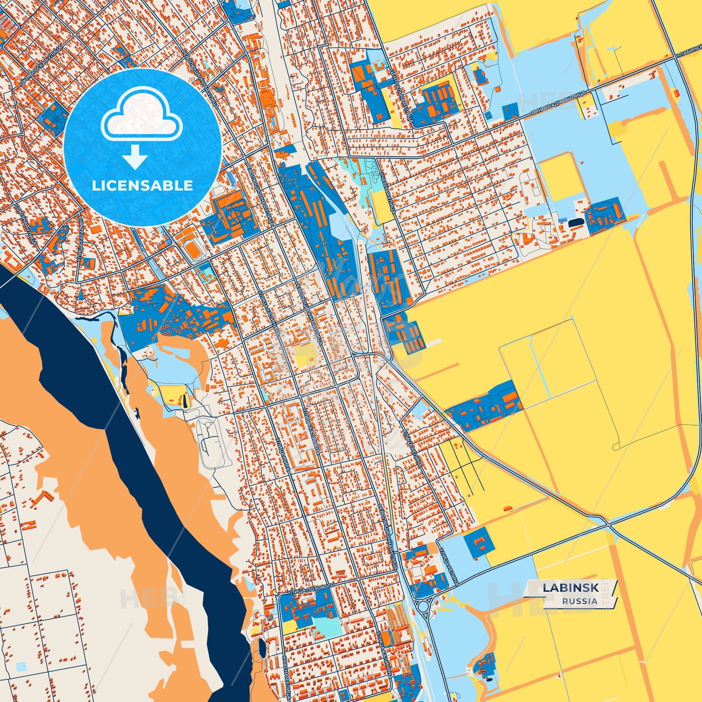 Canvas Print Template of Labinsk Street Map