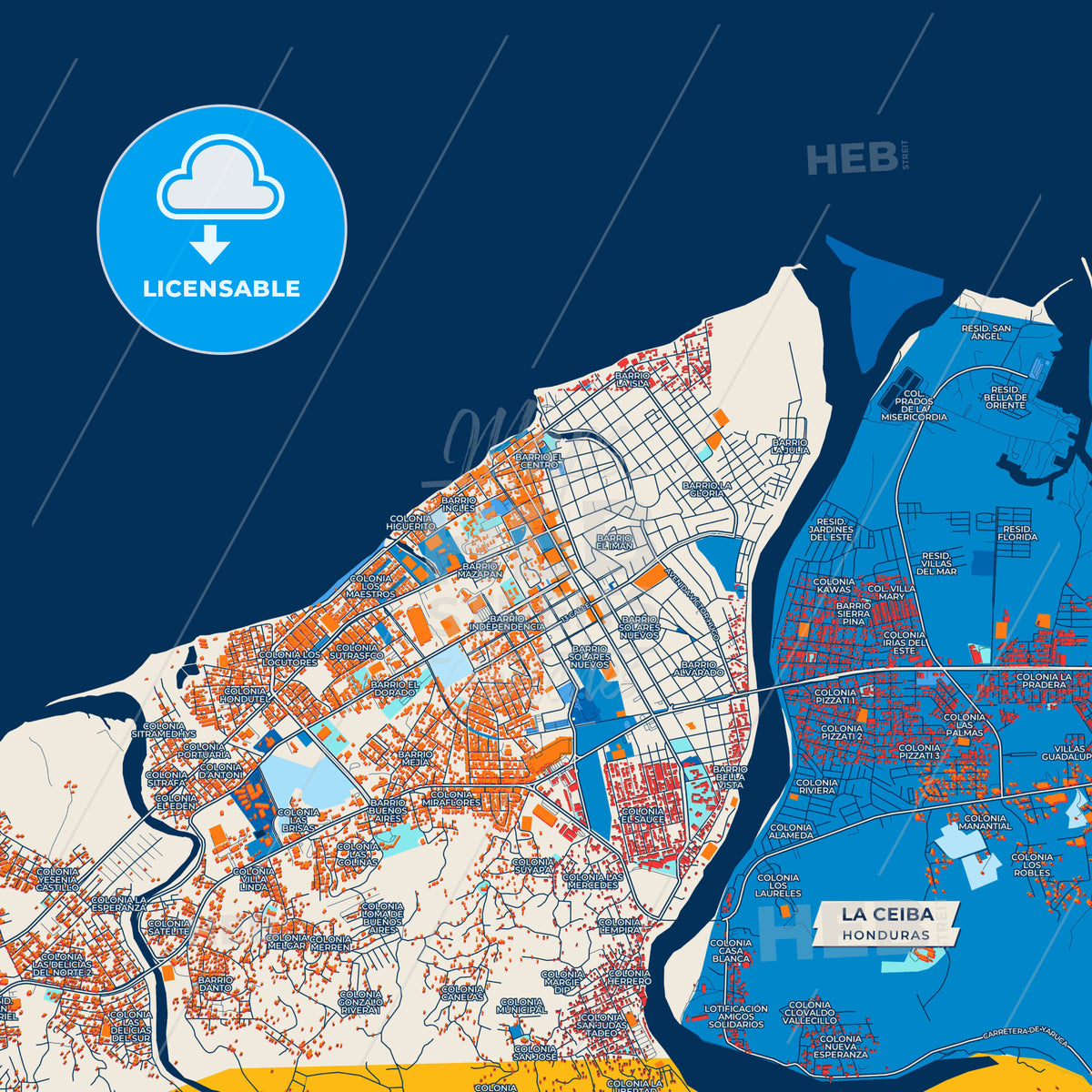Canvas Print Template of La Ceiba Street Map