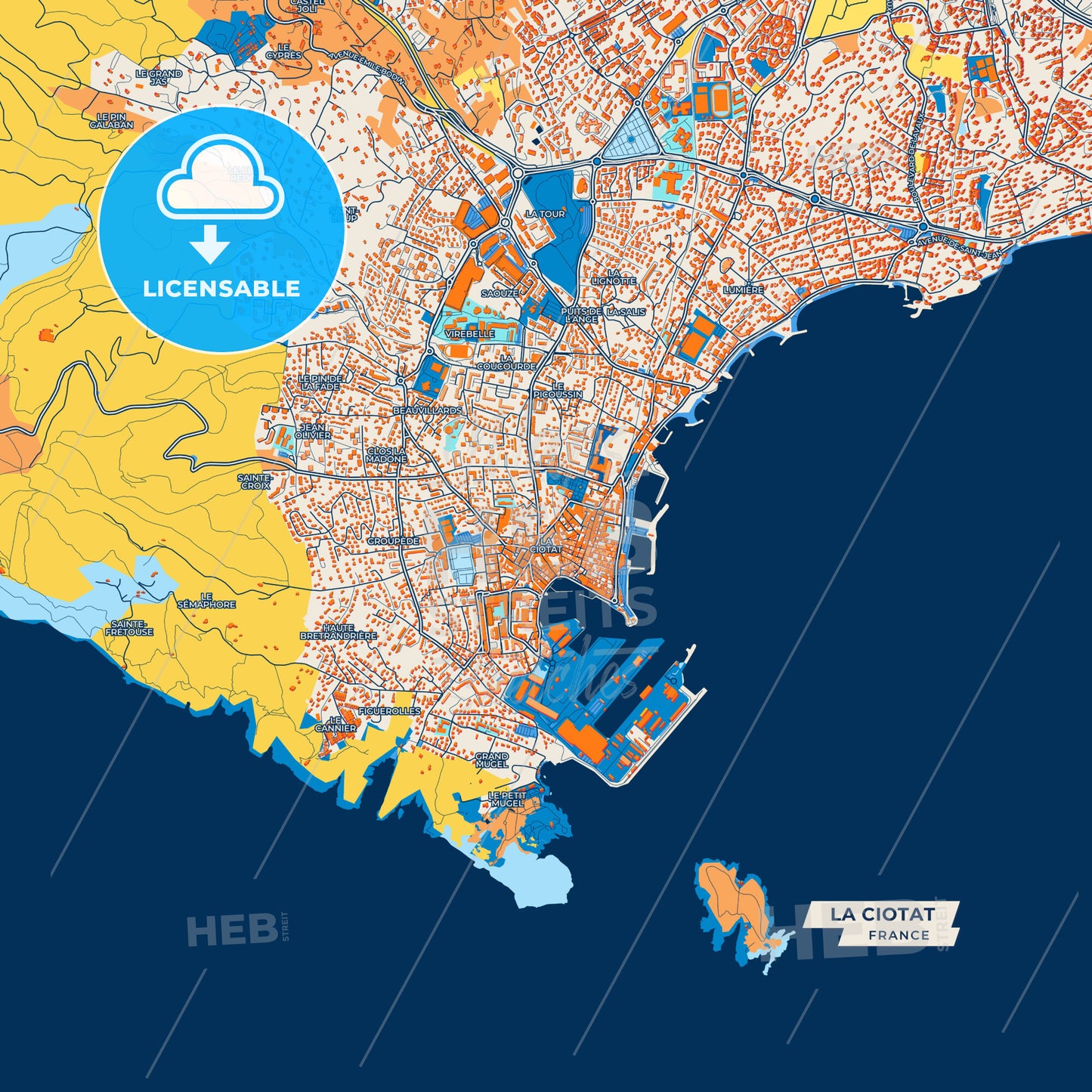 Canvas Print Template of La Ciotat Street Map