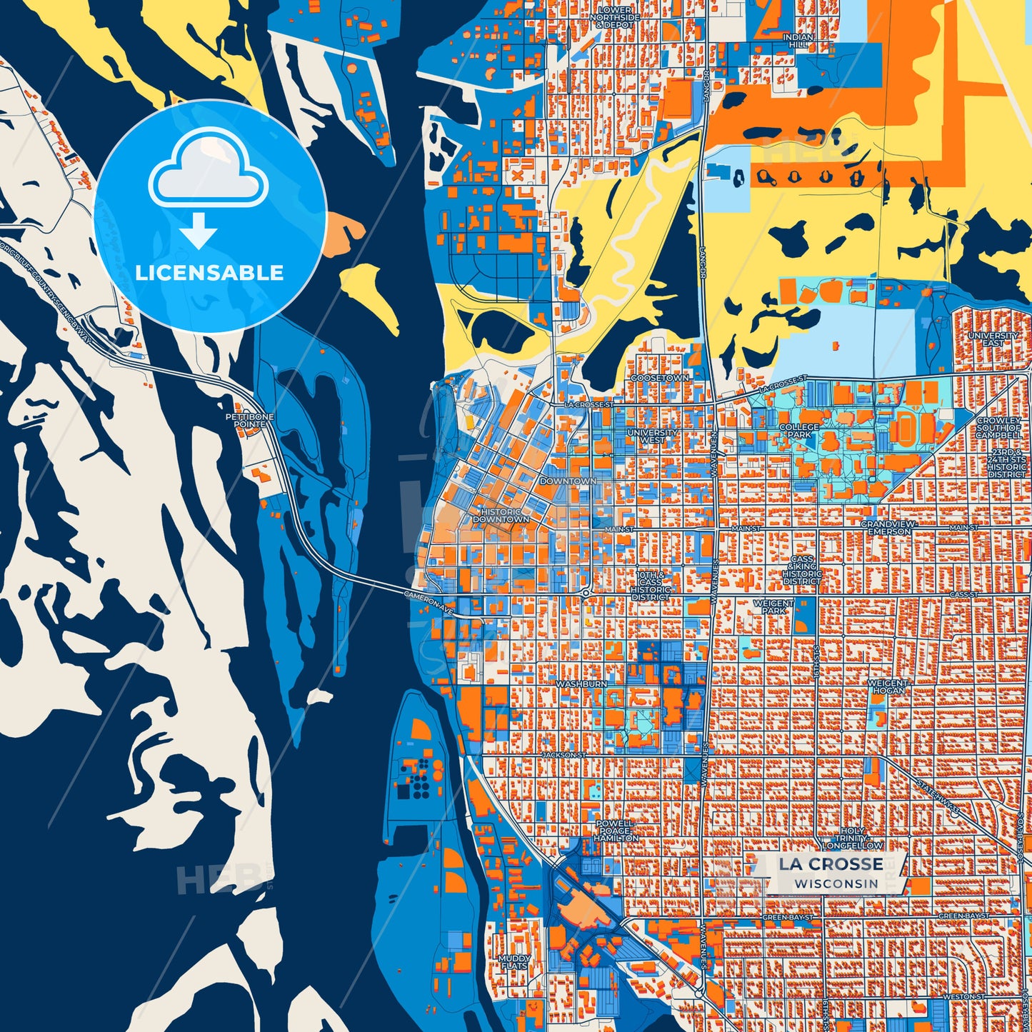 Canvas Print Template of La Crosse Street Map