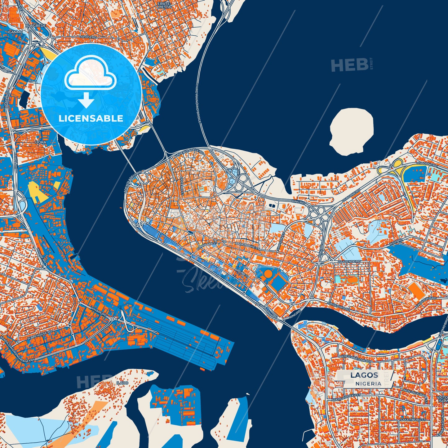 Canvas Print Template of Lagos Street Map