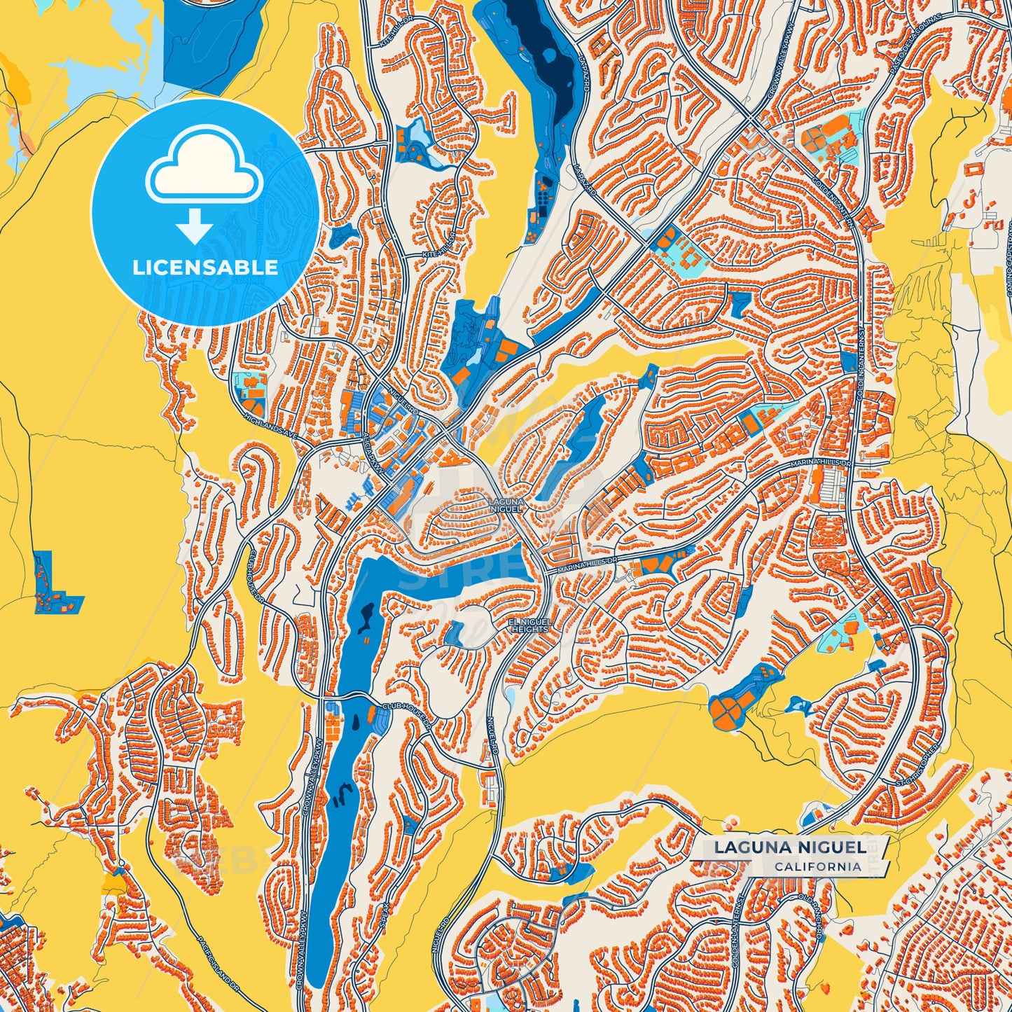 Canvas Print Template of Laguna Niguel Street Map