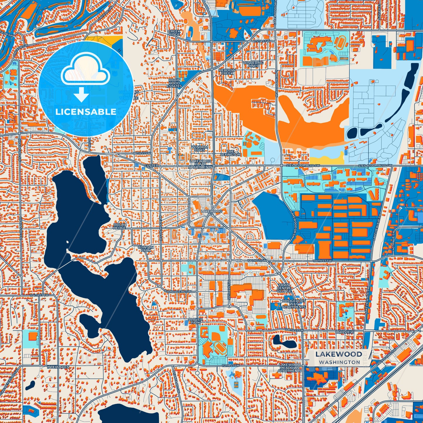 Canvas Print Template of Lakewood Street Map