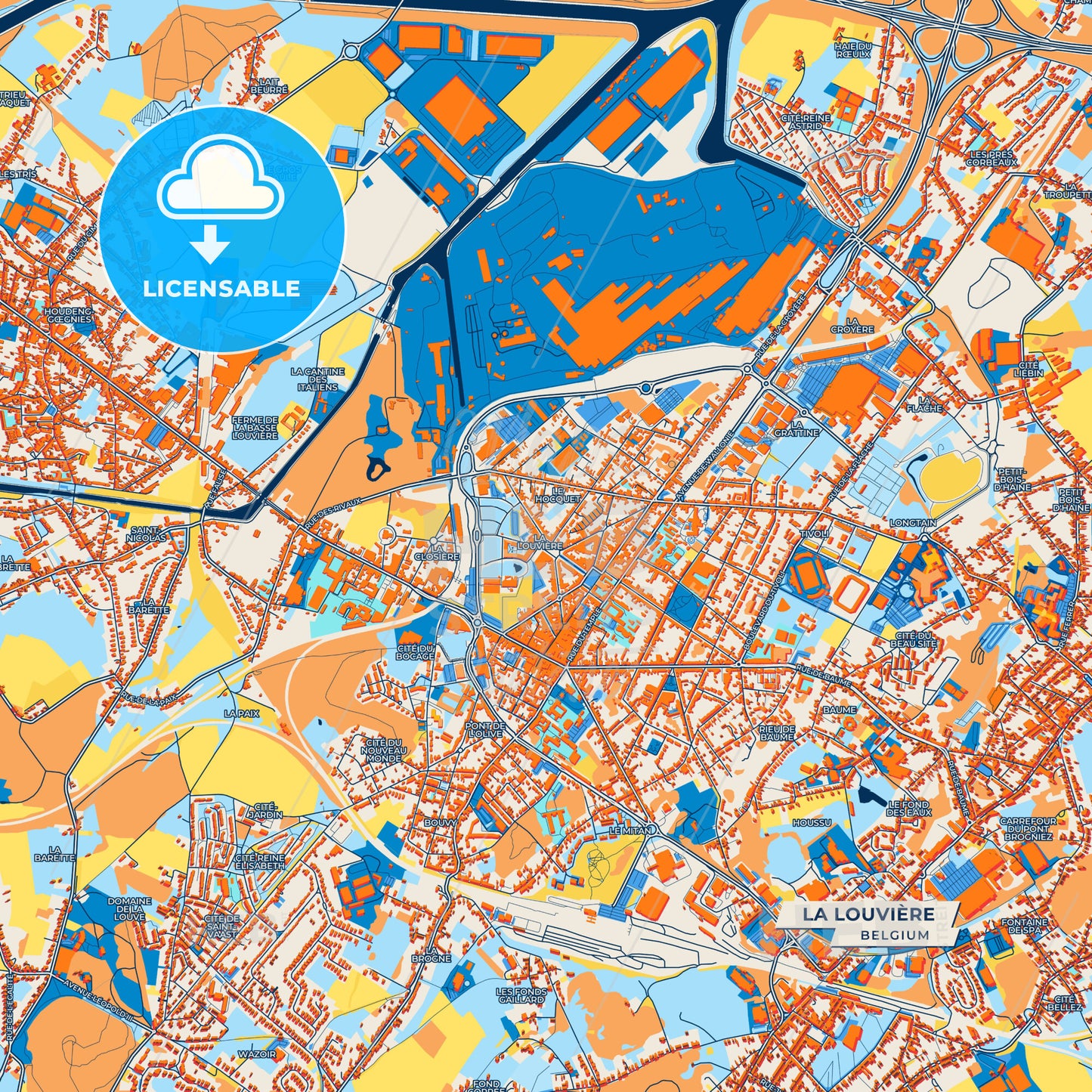 Canvas Print Template of La Louvière Street Map