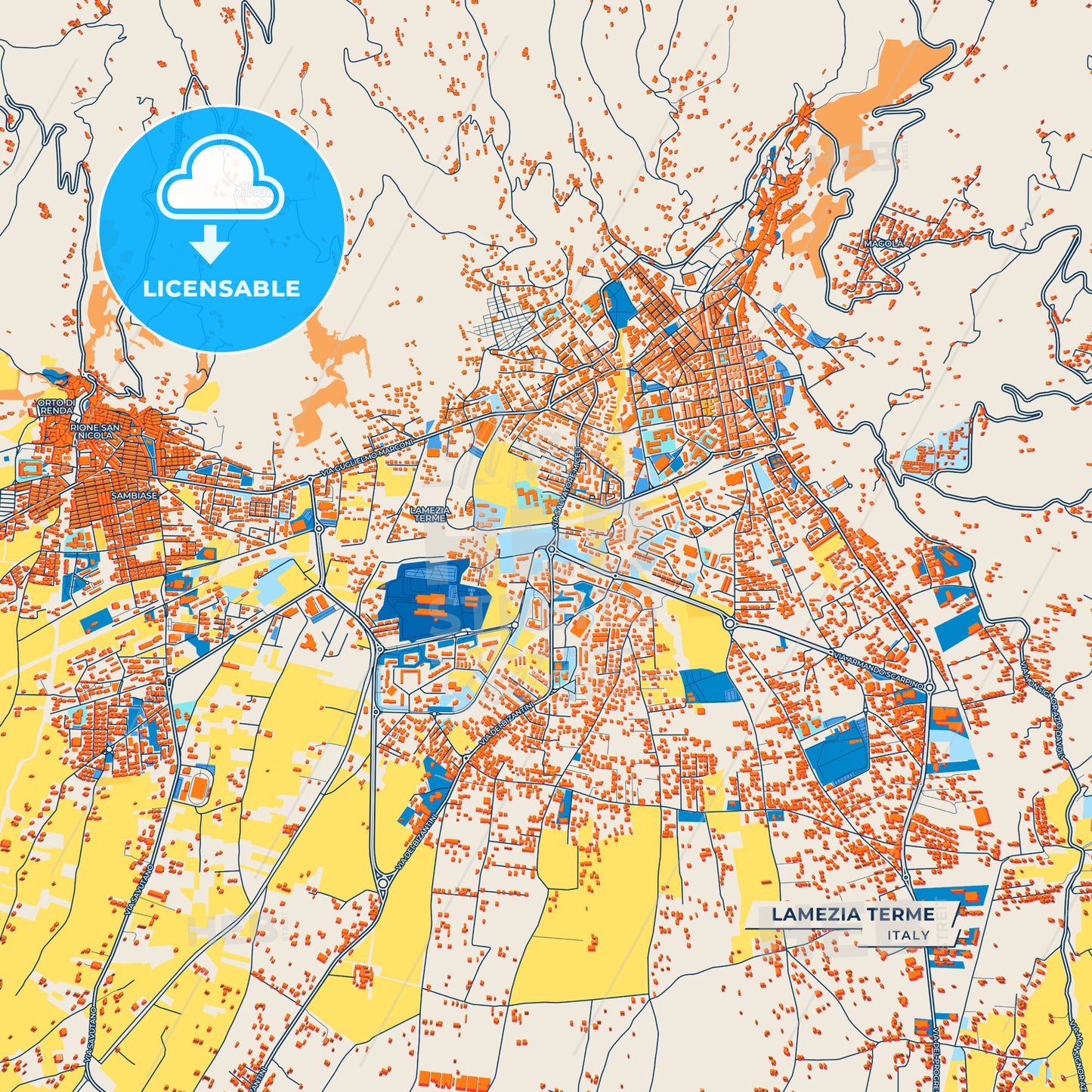 Canvas Print Template of Lamezia Terme Street Map
