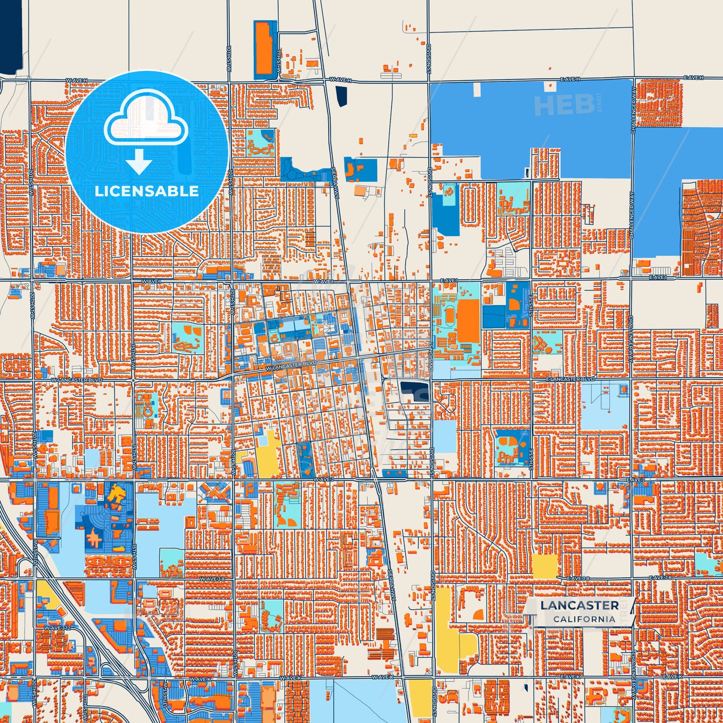 Canvas Print Template of Lancaster Street Map