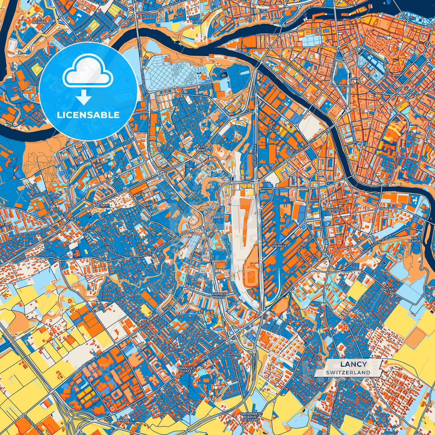 Canvas Print Template of Lancy Street Map