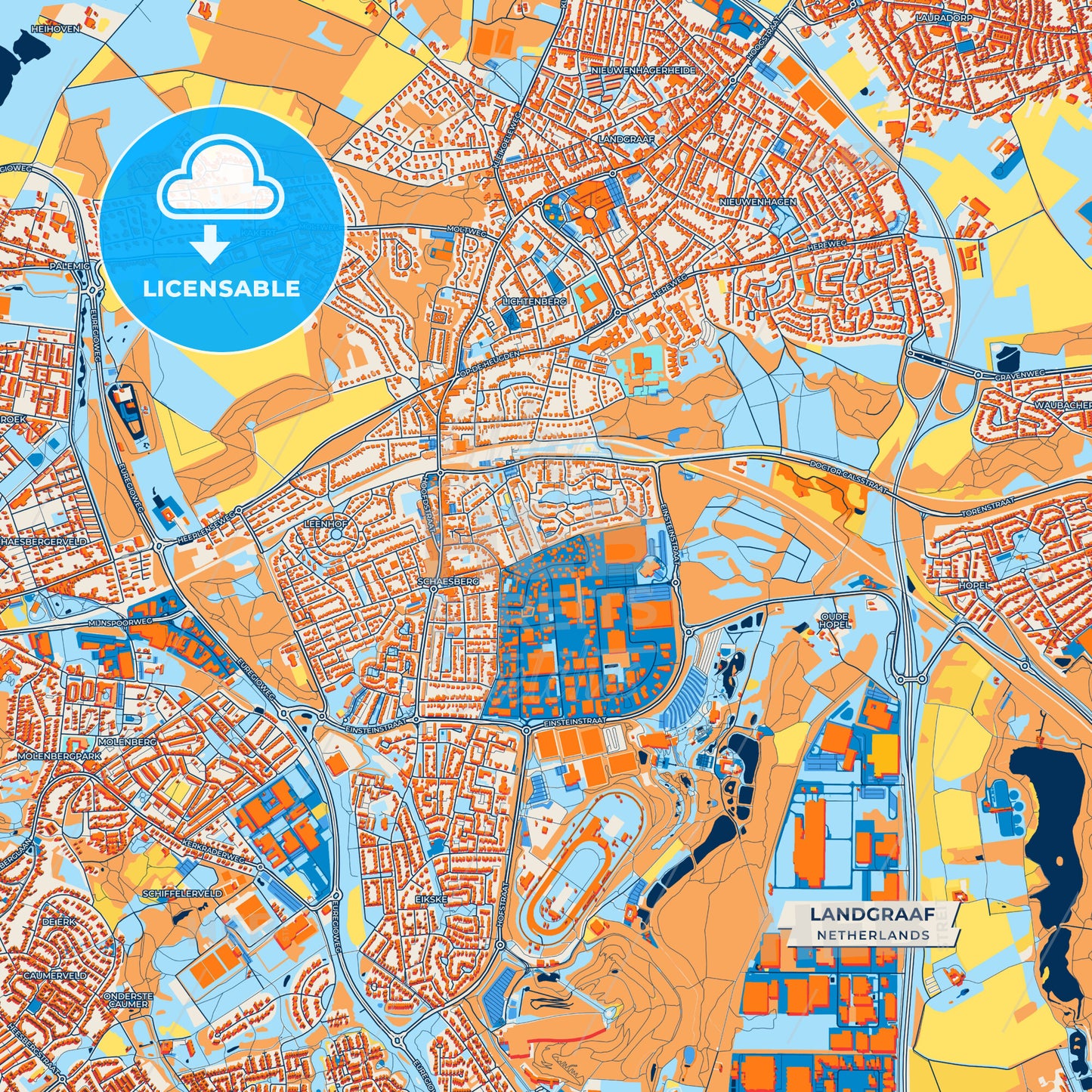 Canvas Print Template of Landgraaf Street Map